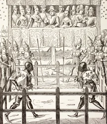 Deux combattants commencent un duel judiciaire, de 